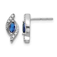 14k White Gold Diamond and Sapphire Post Earrings-EM5594-SA-007-WA