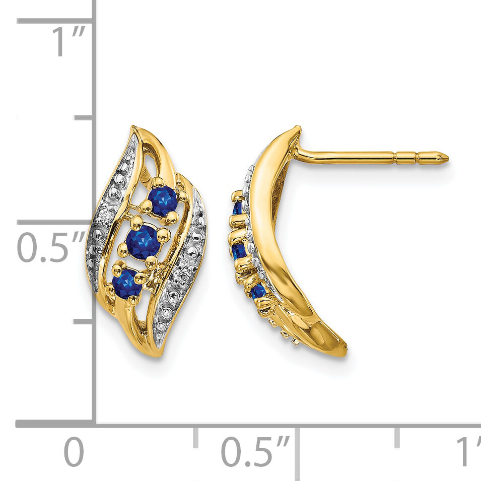 14k Gold w/ Sapphire and Diamond Polished Post Earrings-EM5596-SA-002-YA