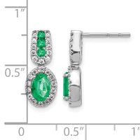 14k White Gold 1/3Ct Diamond and Emerald Earrings-EM5597-EM-033-WA