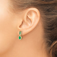 14k 1/3Ct Diamond and Emerald Earrings-EM5597-EM-033-YA
