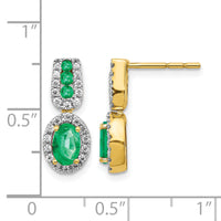 14k 1/3Ct Diamond and Emerald Earrings-EM5597-EM-033-YA
