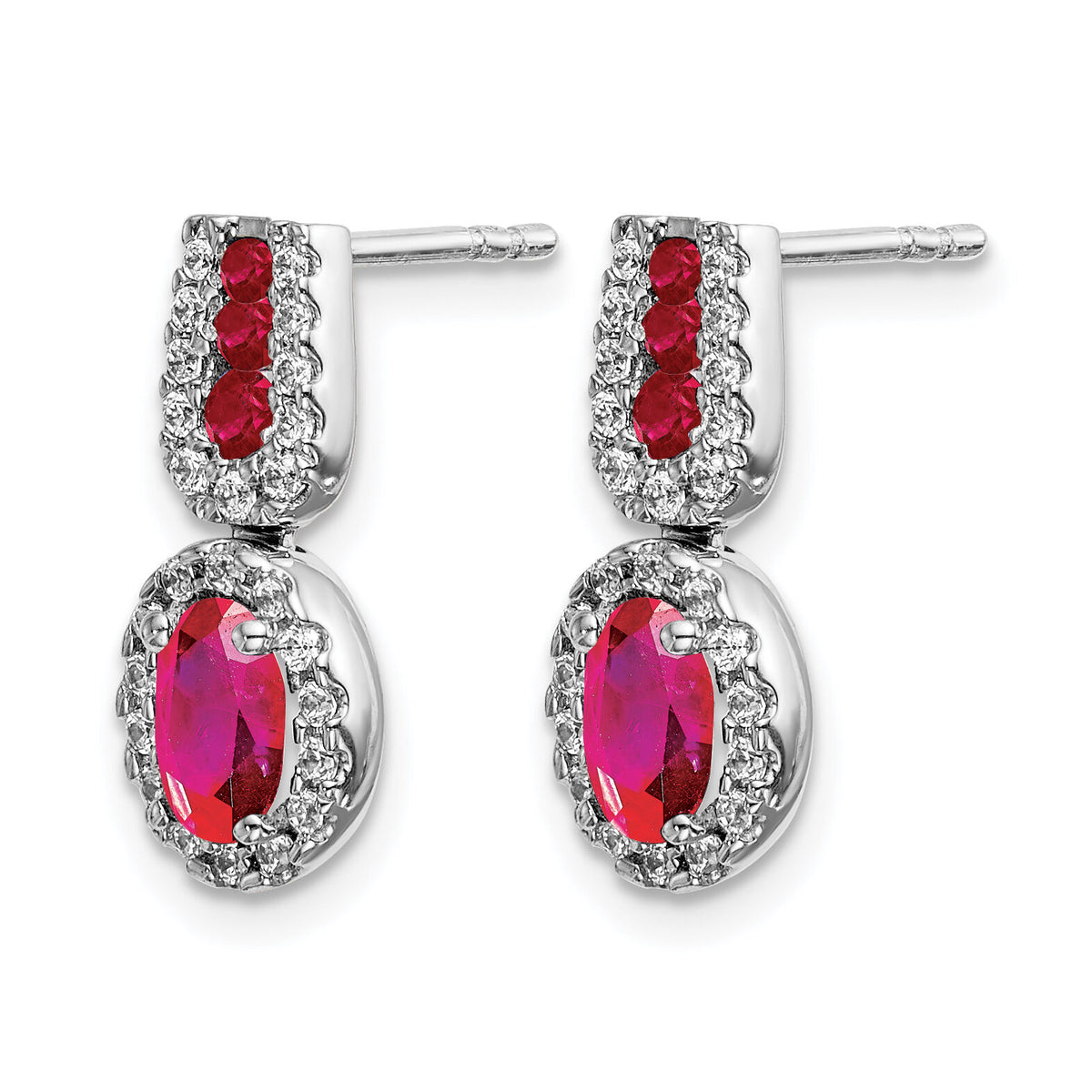 14k White Gold Diamond and Ruby Earrings-EM5597-RU-033-WA