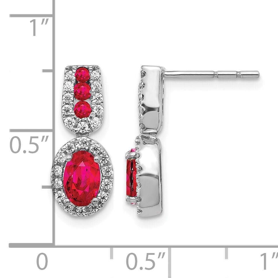 14k White Gold Diamond and Ruby Earrings-EM5597-RU-033-WA