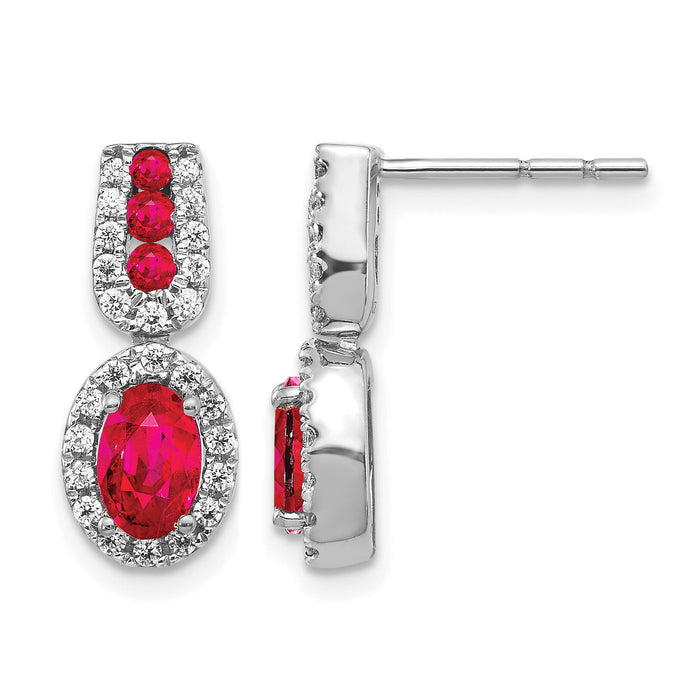 14k White Gold Diamond and Ruby Earrings-EM5597-RU-033-WA