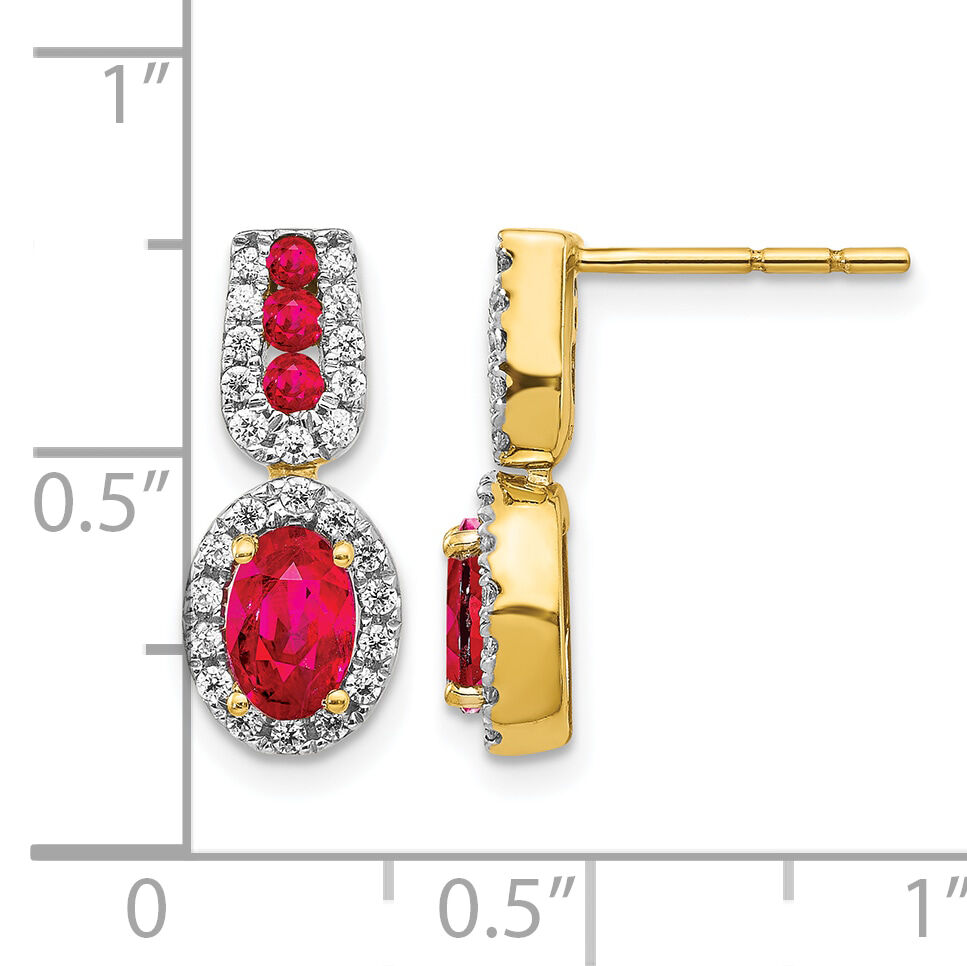14k Yellow Gold Diamond and Ruby Earrings-EM5597-RU-033-YA