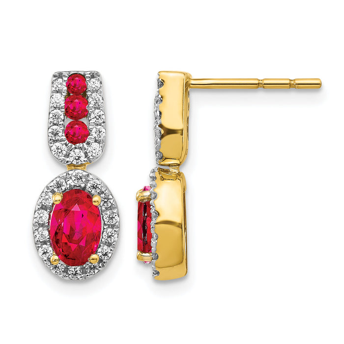 14k Yellow Gold Diamond and Ruby Earrings-EM5597-RU-033-YA