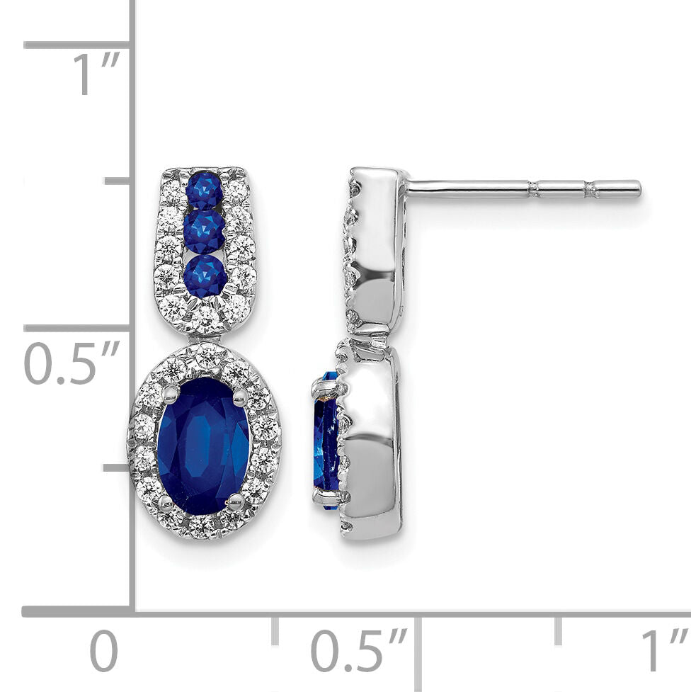 14k White Gold Diamond and Sapphire Post Earrings-EM5597-SA-033-WA