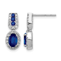 14k White Gold Diamond and Sapphire Post Earrings-EM5597-SA-033-WA