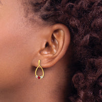 14k Ruby and White Sapphire Post Dangle Earrings-EM5598-RU-Y