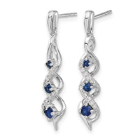 14k White Gold Diamond and Blue Sapphire Post Dangle Earrings-EM5599-SA-013-WA