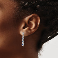 14k White Gold Diamond and Blue Sapphire Post Dangle Earrings-EM5599-SA-013-WA