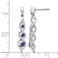 14k White Gold Diamond and Blue Sapphire Post Dangle Earrings-EM5599-SA-013-WA