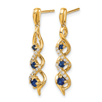 14k Diamond and Blue Sapphire Post Dangle Earrings-EM5599-SA-013-YA