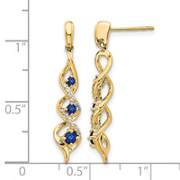 14k Diamond and Blue Sapphire Post Dangle Earrings-EM5599-SA-013-YA