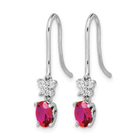 14k White Gold Diamond and Oval Ruby Earrings-EM5600-RU-013-WA