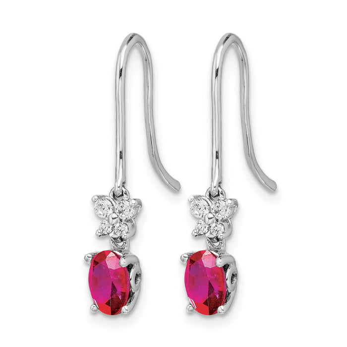 14k White Gold Diamond and Oval Ruby Earrings-EM5600-RU-013-WA
