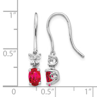 14k White Gold Diamond and Oval Ruby Earrings-EM5600-RU-013-WA