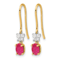 14k Two Tone Diamond and Oval Ruby Earrings-EM5600-RU-013-YWA