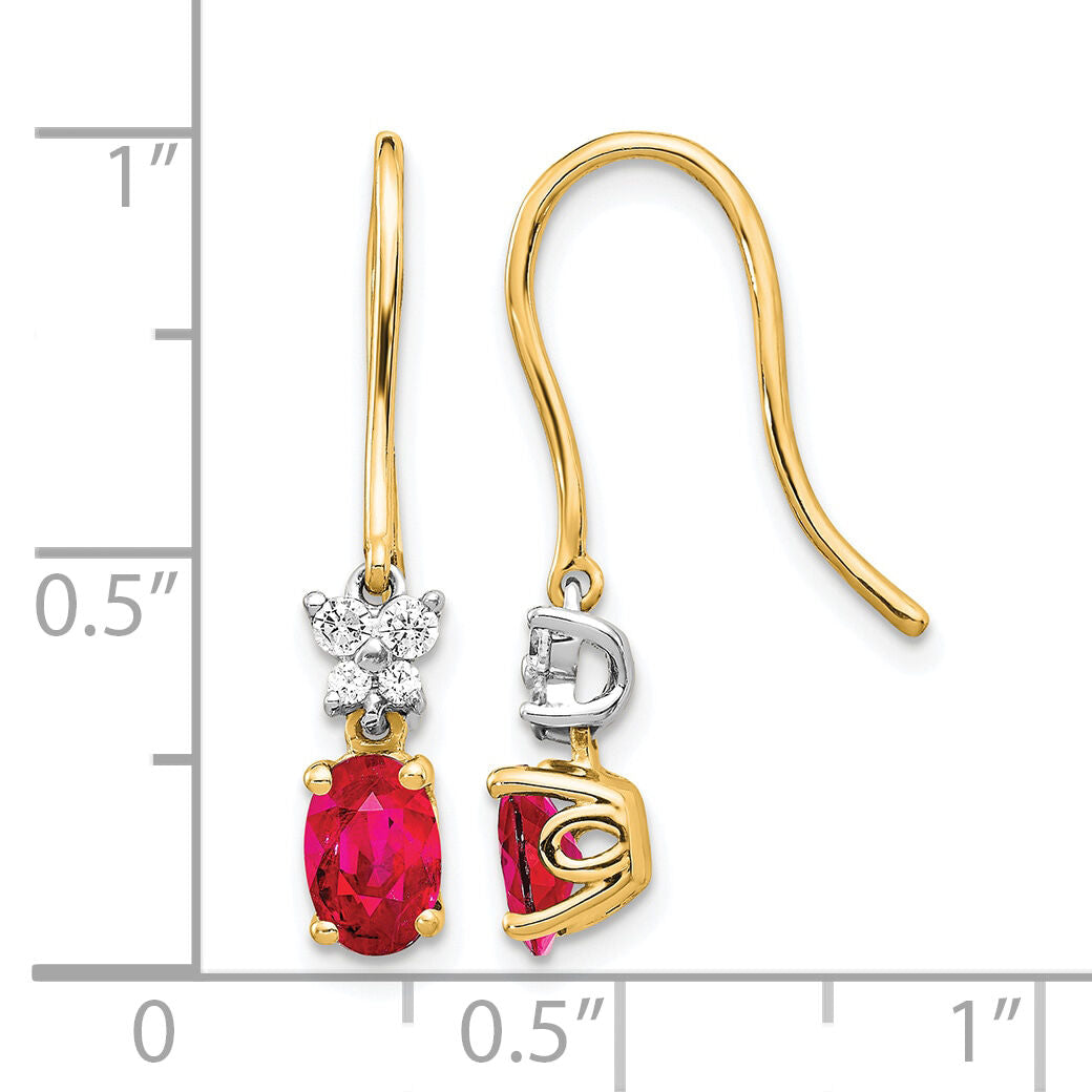 14k Two Tone Diamond and Oval Ruby Earrings-EM5600-RU-013-YWA