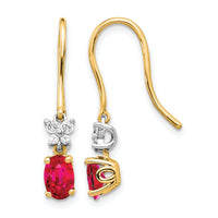 14k Two Tone Diamond and Oval Ruby Earrings-EM5600-RU-013-YWA