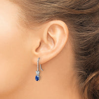 14k White Gold Diamond and Oval Sapphire Shepherd Hook Earrings-EM5600-SA-013-WA