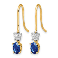 14k Two Tone Diamond and Oval Sapphire Earrings-EM5600-SA-013-YWA