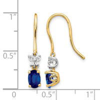 14k Two Tone Diamond and Oval Sapphire Earrings-EM5600-SA-013-YWA