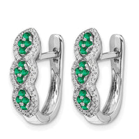 14k White Gold Diamond and Emerald Hinged Earrings-EM5601-EM-025-WA