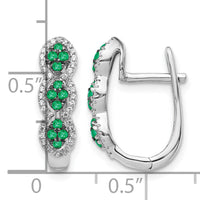 14k White Gold Diamond and Emerald Hinged Earrings-EM5601-EM-025-WA