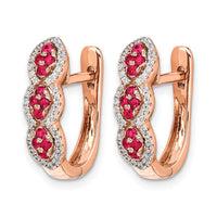 14k Rose Gold Diamond and Ruby Hinged Earrings-EM5601-RU-025-RA