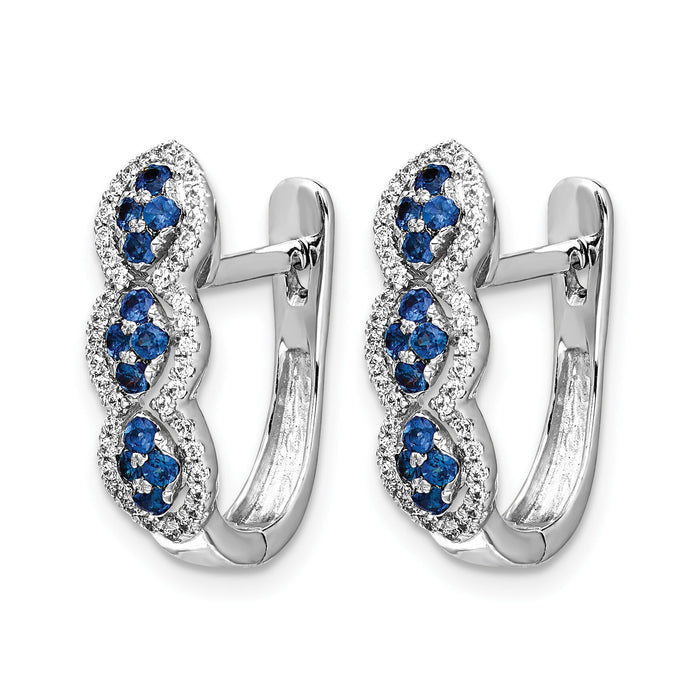 14k White Gold Diamond and Blue Sapphire Hinged Earrings-EM5601-SA-025-WA