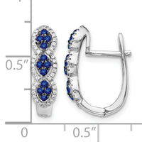 14k White Gold Diamond and Blue Sapphire Hinged Earrings-EM5601-SA-025-WA