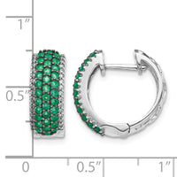 14k White Gold Diamond and Emerald Hinged Hoop Earrings-EM5602-EM-025-WA