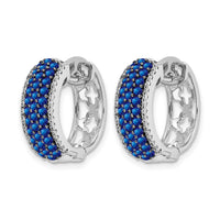 14k White Gold Diamond and Sapphire Hinged Hoop Earrings-EM5602-SA-025-WA