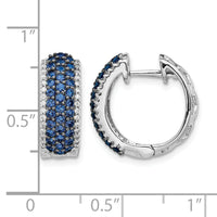 14k White Gold Diamond and Sapphire Hinged Hoop Earrings-EM5602-SA-025-WA