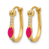 14k 1/20ct Diamond and Ruby Hinged Hoop Earrings-EM5603-RU-006-YA