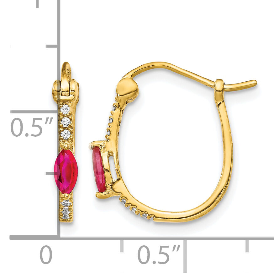 14k 1/20ct Diamond and Ruby Hinged Hoop Earrings-EM5603-RU-006-YA