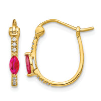 14k 1/20ct Diamond and Ruby Hinged Hoop Earrings-EM5603-RU-006-YA