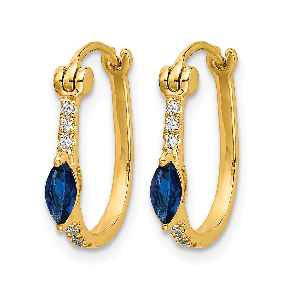 14k 1/20ct Diamond and Sapphire Hinged Hoop Earrings-EM5603-SA-006-YA