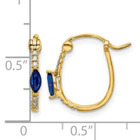 14k 1/20ct Diamond and Sapphire Hinged Hoop Earrings-EM5603-SA-006-YA