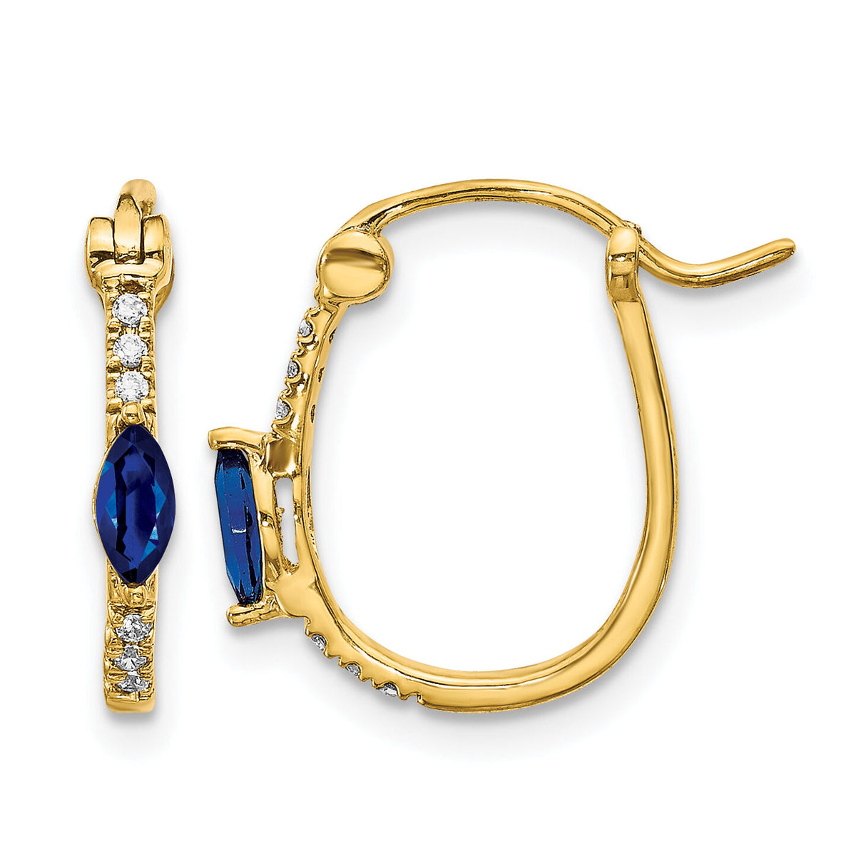 14k 1/20ct Diamond and Sapphire Hinged Hoop Earrings-EM5603-SA-006-YA