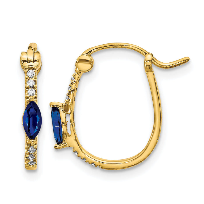 14k 1/20ct Diamond and Sapphire Hinged Hoop Earrings-EM5603-SA-006-YA