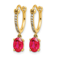 14k 1/10ct Diamond and Ruby Dangle Hoop Earrings-EM5604-RU-010-YA