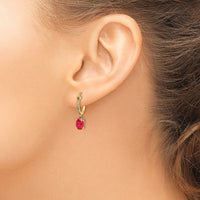 14k 1/10ct Diamond and Ruby Dangle Hoop Earrings-EM5604-RU-010-YA