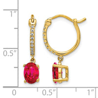 14k 1/10ct Diamond and Ruby Dangle Hoop Earrings-EM5604-RU-010-YA