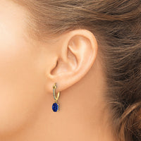 14k 1/10ct Diamond and Sapphire Dangle Hoop Earrings-EM5604-SA-010-YA
