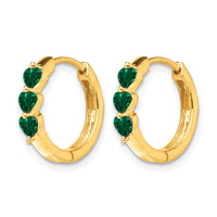14k Created Emerald Polished Hinged Hoop Earrings-EM5606-CEM-Y