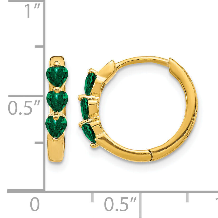 14k Created Emerald Polished Hinged Hoop Earrings-EM5606-CEM-Y