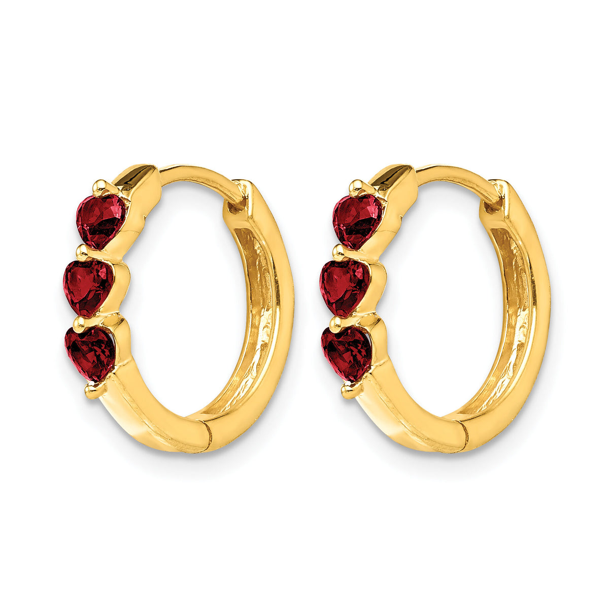 14k Created Ruby Polished Hinged Hoop Earrings-EM5606-CRU-Y