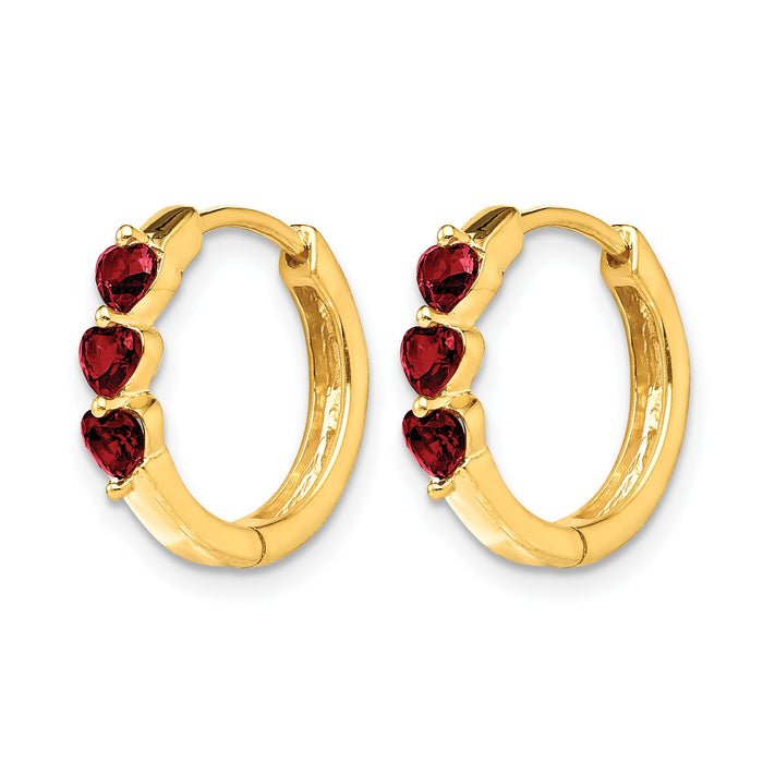 14k Created Ruby Polished Hinged Hoop Earrings-EM5606-CRU-Y